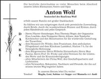 Traueranzeige Anton Wolf