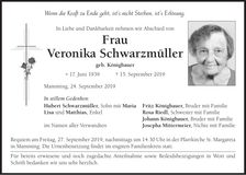 Traueranzeige Veronika Schwarzmüller