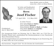 Traueranzeige Josef Fischer