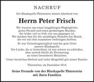 Traueranzeige Peter Frisch