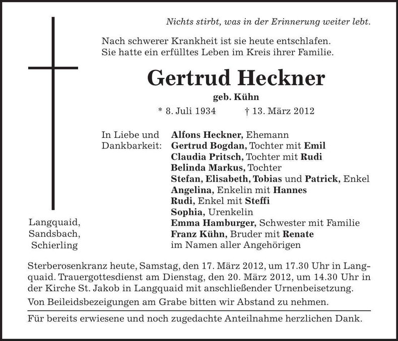 Traueranzeige  
