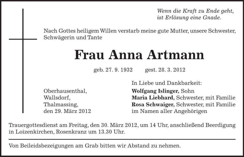 Traueranzeige  