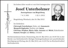 Traueranzeige Josef Unterholzner