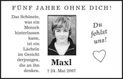 Traueranzeige Maxl Pfeiffer