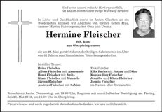 Traueranzeige Hermine Fleischer