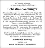 Traueranzeige Sebastian Wachinger