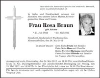 Traueranzeige Rosa Braun