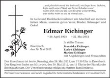 Traueranzeige Edmar Eichinger