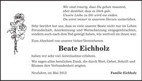 Traueranzeige Beate Eichholz
