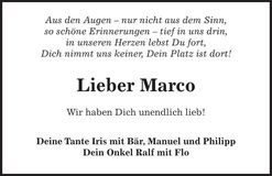 Traueranzeige Marco Gangkofner