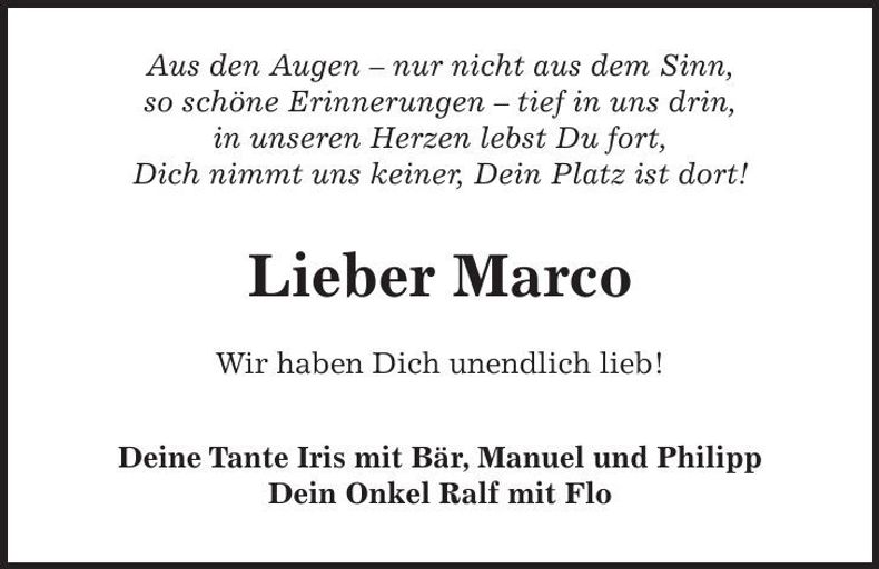 Traueranzeige Marco Gangkofner