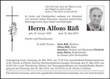 Traueranzeige Anna Räß