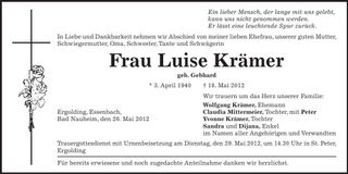 Traueranzeige Luise Krämer