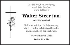 Traueranzeige Walter Steer
