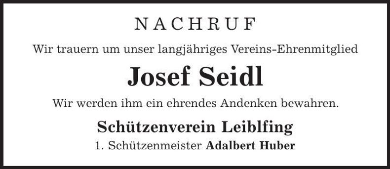 Traueranzeige Josef Seidl