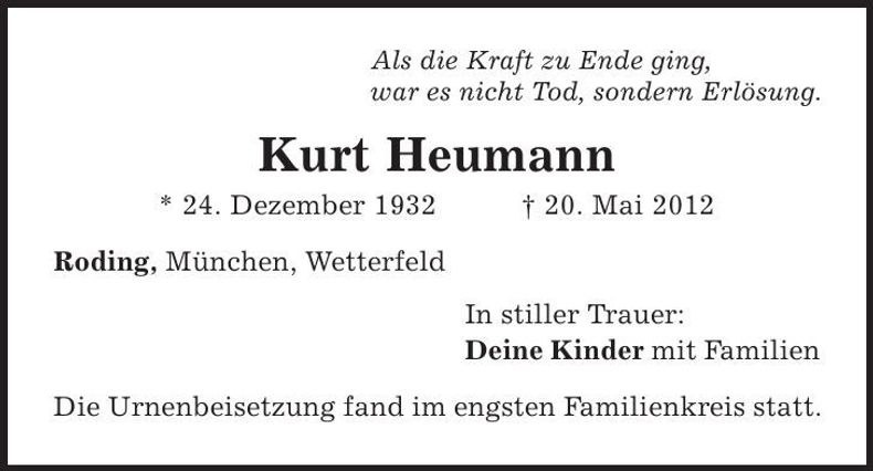 Traueranzeige Kurt Heumann