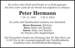 Traueranzeige Peter Hermann