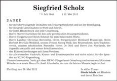 Traueranzeige Siegfried Scholz