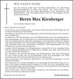 Traueranzeige Max Kienbergerf