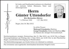 Traueranzeige Günter Uttendorfer