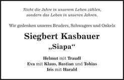 Traueranzeige Siegbert Kasbauer