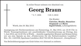 Traueranzeige Georg Braun
