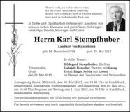 Traueranzeige Karl Stempfhuber