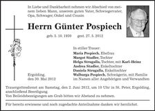 Traueranzeige Günter Pospiech