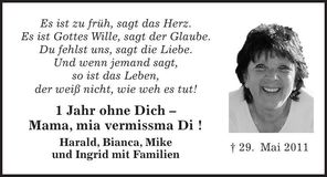 Traueranzeige Gerlinde Stadelmann