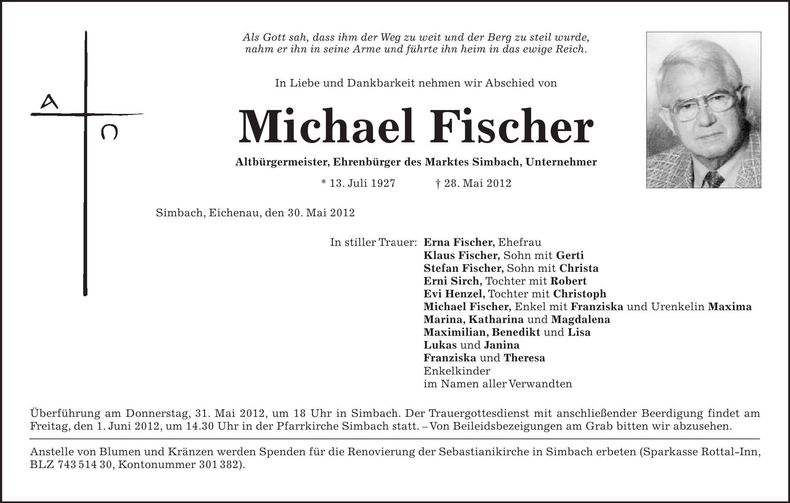 Traueranzeige Michael Fischer