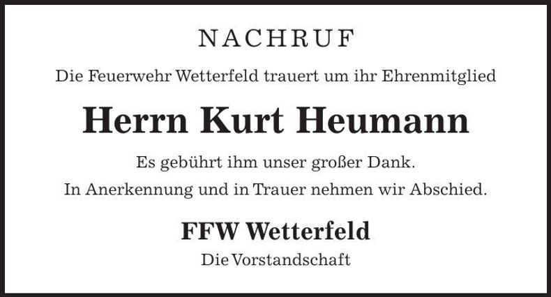 Traueranzeige Kurt Heumann