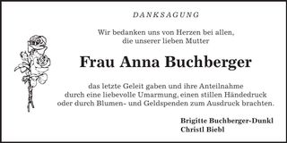 Traueranzeige Anna Buchberger