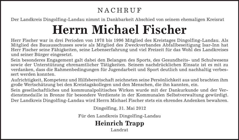 Traueranzeige Michael Fischer