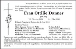 Traueranzeige Ottilie Danner