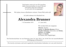 Traueranzeige Alexandra Brunner