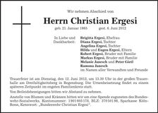 Traueranzeige Christian Ergesi