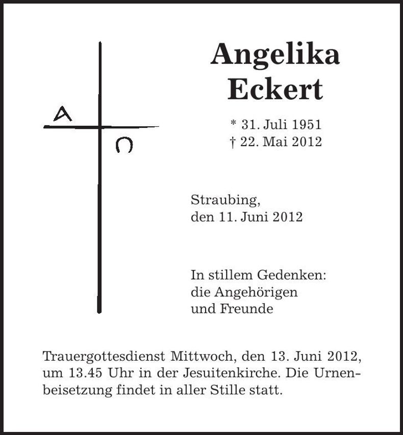 Traueranzeige Angelika Eckert