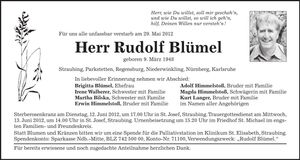 Traueranzeige Rudolf Blümel1