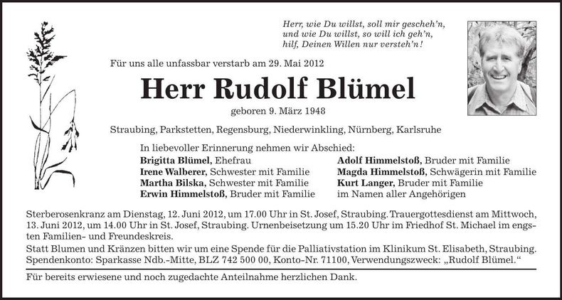 Traueranzeige Rudolf Blümel1