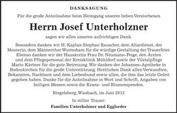 Traueranzeige Josef Unterholzner