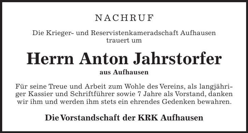 Traueranzeige Anton Jahrstorfer