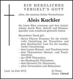 Traueranzeige Alois Kuchler