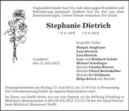 Traueranzeige Stephanie Dietrich
