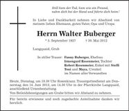 Traueranzeige Walter Buberger