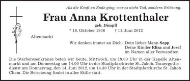 Traueranzeige Anna Krottenthaler