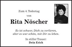 Traueranzeige Rita Nöscher