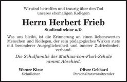 Traueranzeige Herbert Frieb