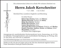 Traueranzeige jakob Kerschreiter