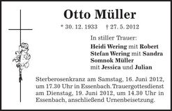 Traueranzeige Otto Müller