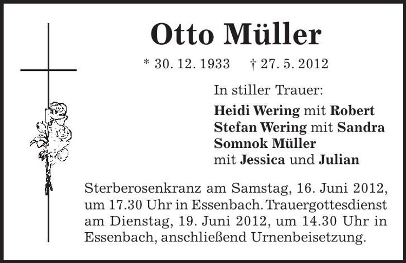 Traueranzeige Otto Müller